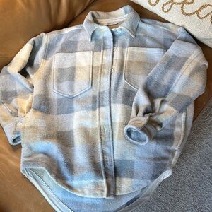 DSG Soft Blue and Cream Checkered Teddy Jacket